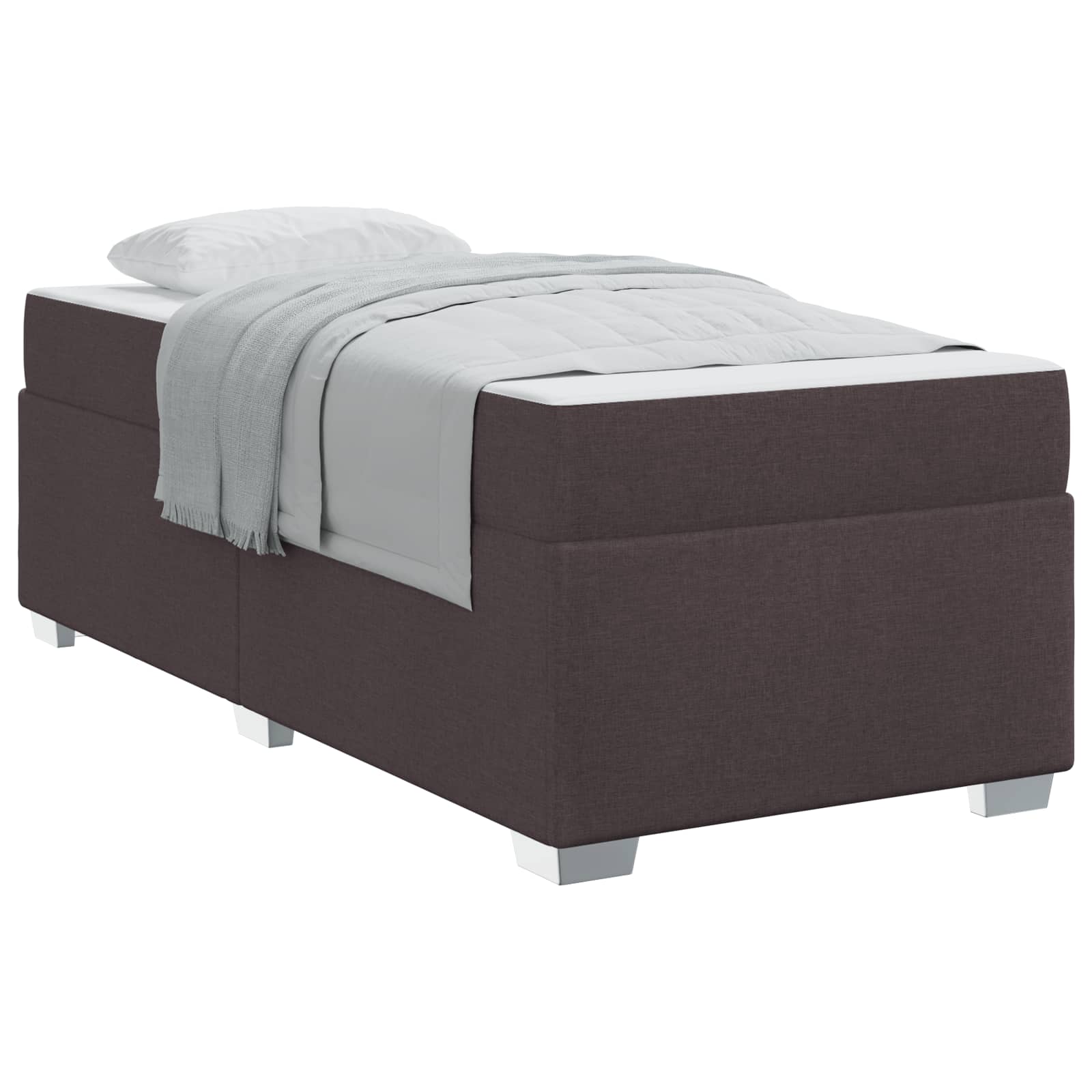 Cadre de lit avec matelas Marron foncé 90 x 190 cm tissu - XIOS