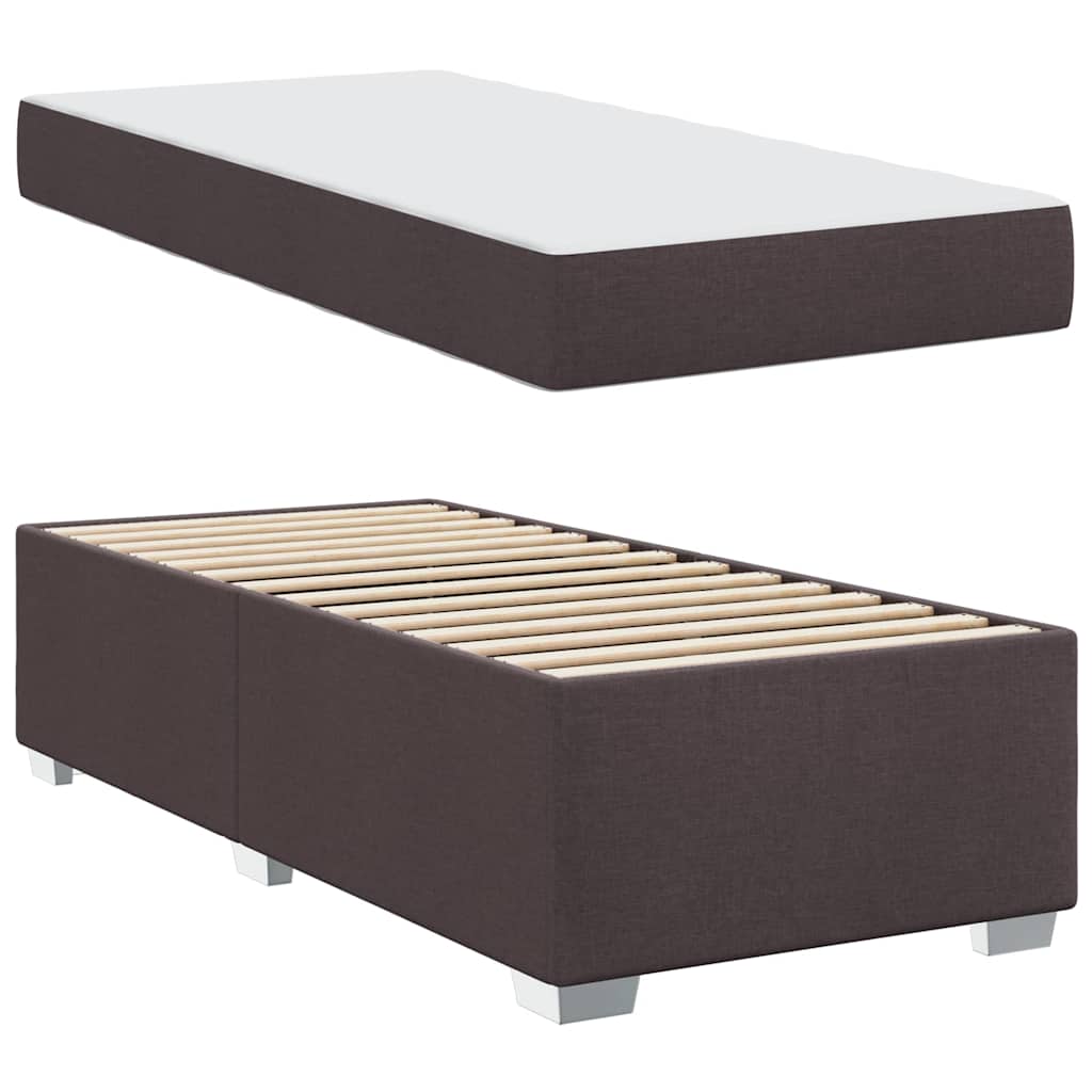 Cadre de lit avec matelas Marron foncé 90 x 190 cm tissu - XIOS