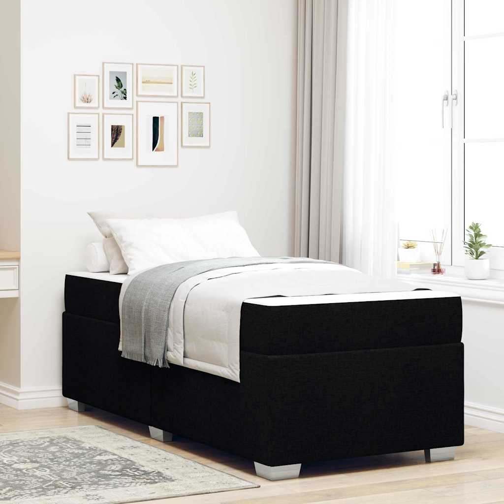 Cadre de lit avec matelas Noir 90 x 200 cm tissu - XIOS