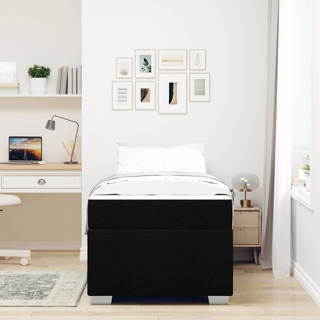 Cadre de lit avec matelas Noir 90 x 200 cm tissu - XIOS