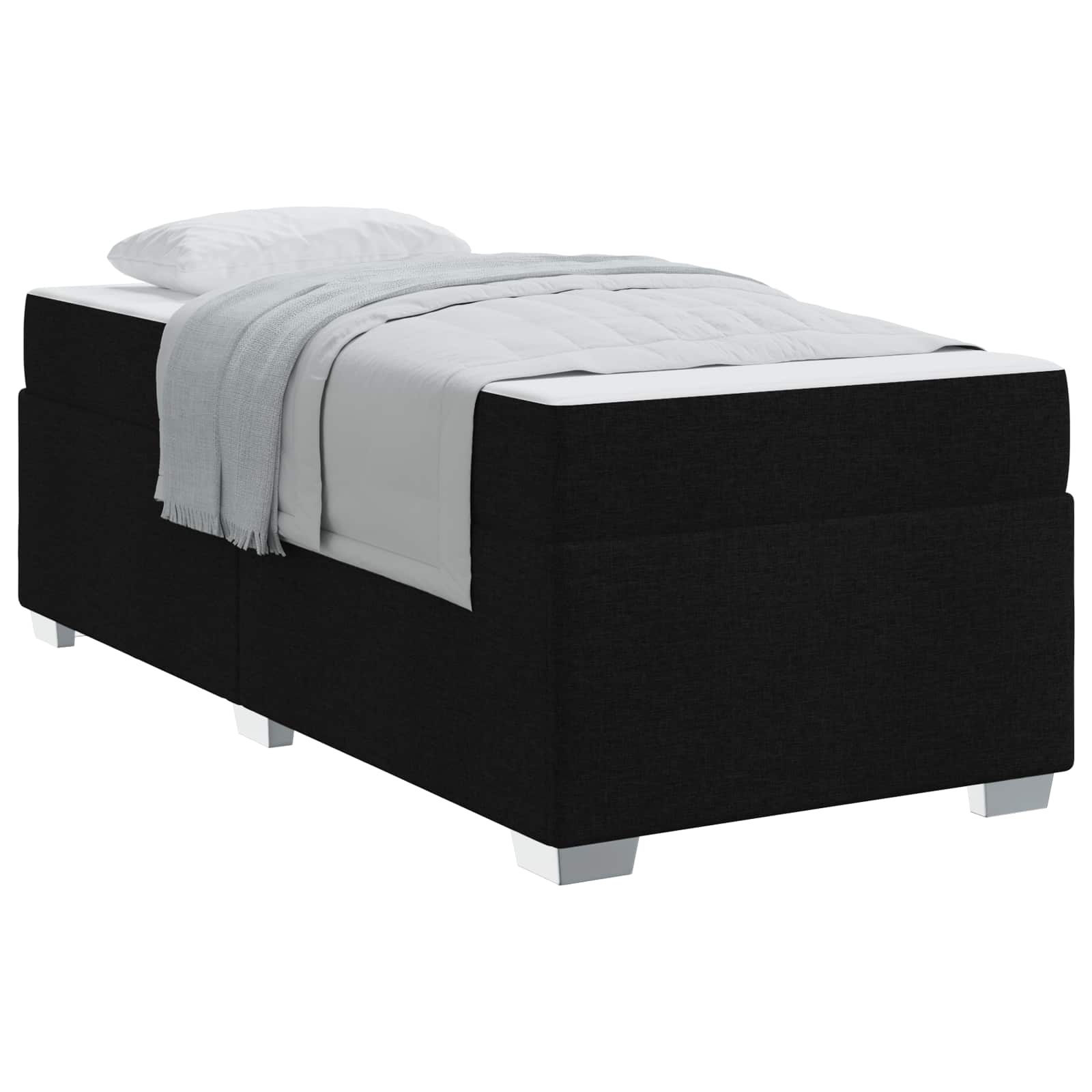 Cadre de lit avec matelas Noir 90 x 200 cm tissu - XIOS