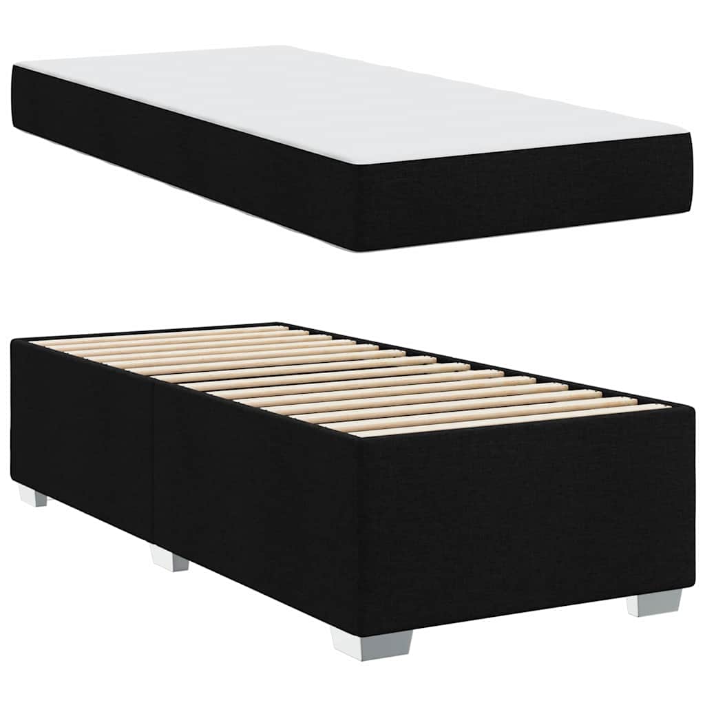 Cadre de lit avec matelas Noir 90 x 200 cm tissu - XIOS