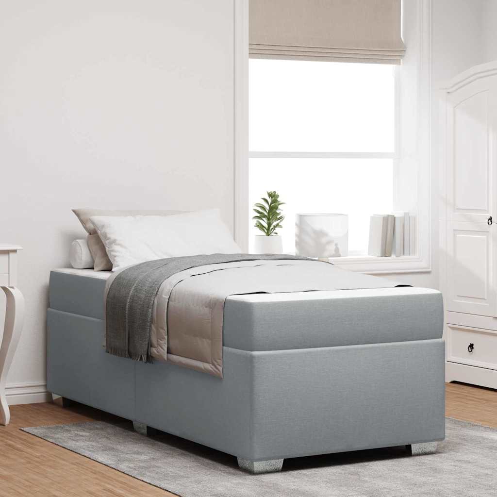Cadre de lit avec matelas Gris clair 100 x 200 cm tissu - XIOS