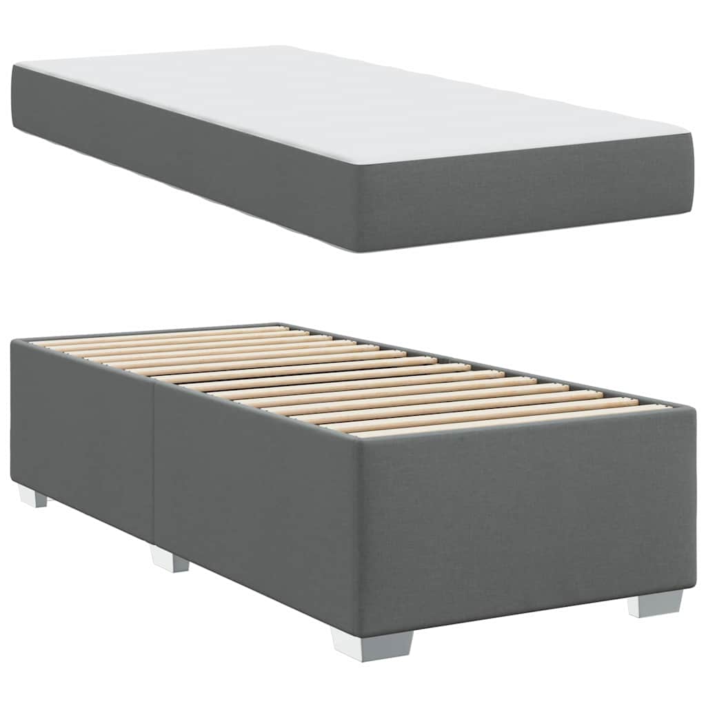 Cadre de lit avec matelas Gris foncé 100 x 200 cm tissu - XIOS