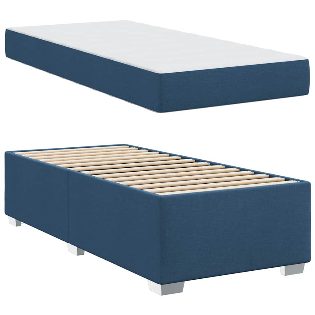 Cadre de lit avec matelas Bleu 100 x 200 cm tissu - XIOS