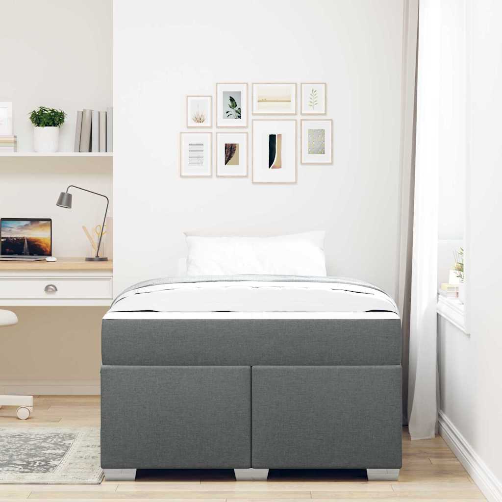 Cadre de lit avec matelas Gris foncé 120 x 190 cm tissu - XIOS