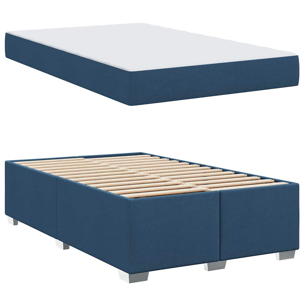Cadre de lit avec matelas Bleu 120 x 190 cm tissu - XIOS