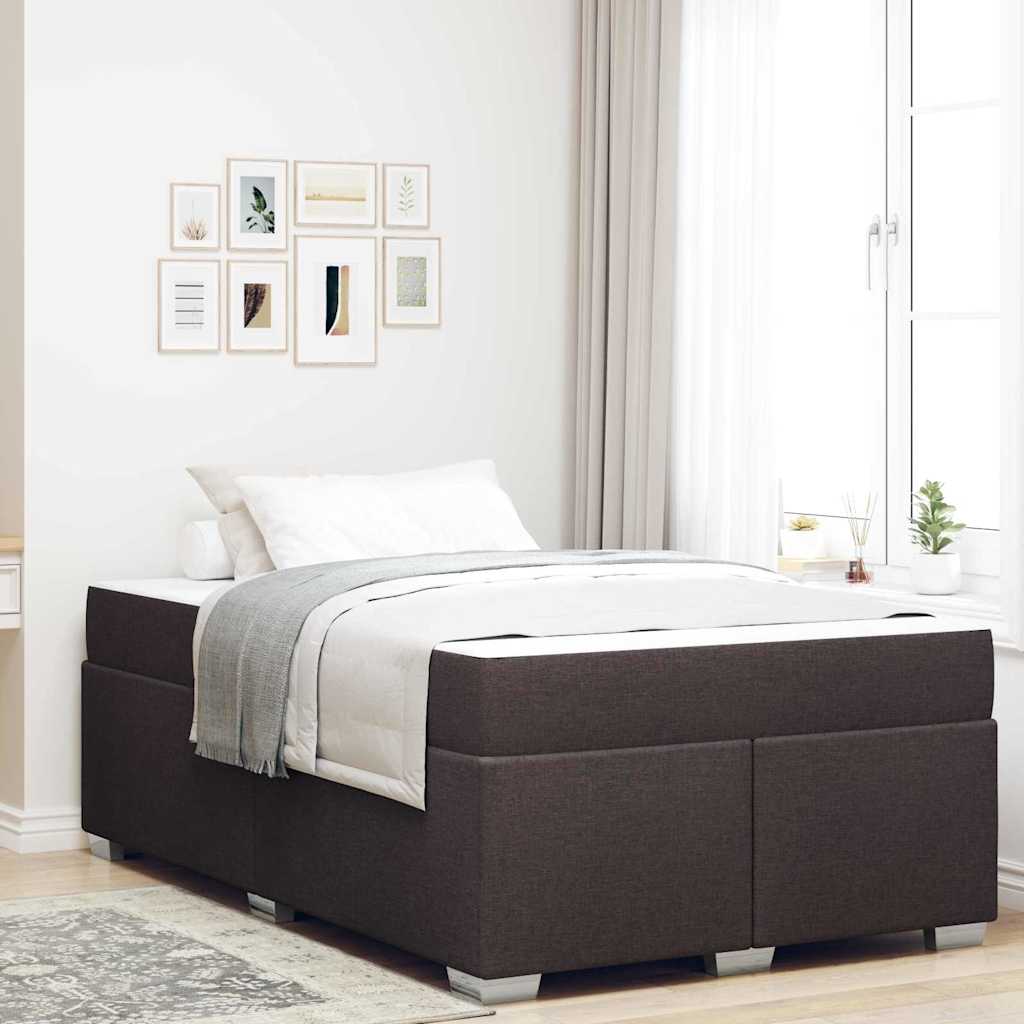 Cadre de lit avec matelas Marron foncé 120 x 200 cm tissu - XIOS