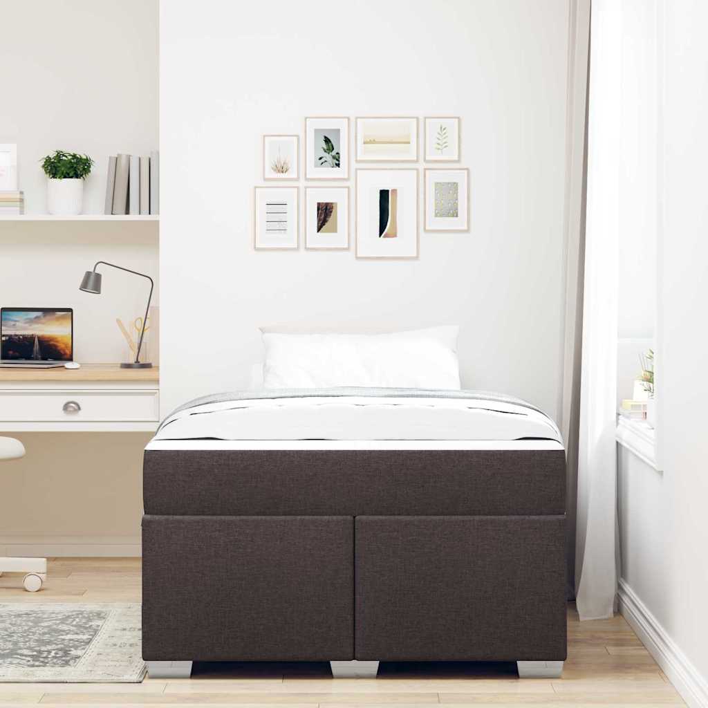 Cadre de lit avec matelas Marron foncé 120 x 200 cm tissu - XIOS