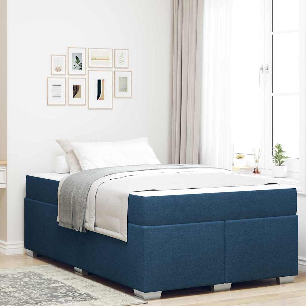 Cadre de lit avec matelas Bleu 120 x 200 cm tissu