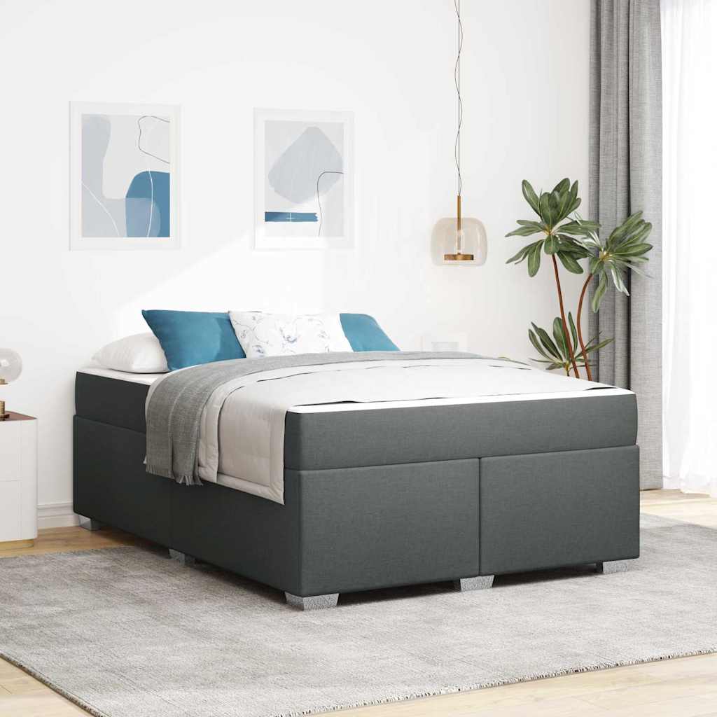 Cadre de lit avec matelas Gris foncé 140 x 200 cm tissu - XIOS