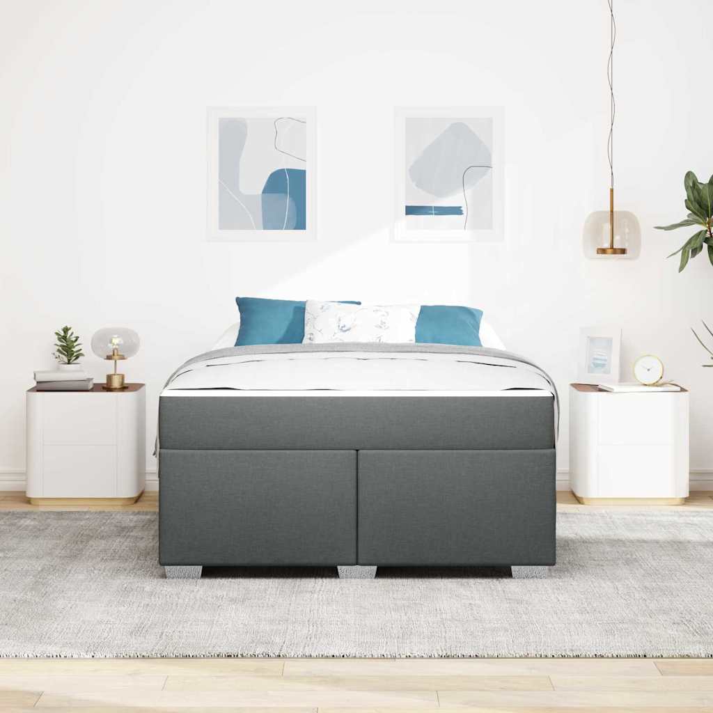 Cadre de lit avec matelas Gris foncé 140 x 200 cm tissu - XIOS
