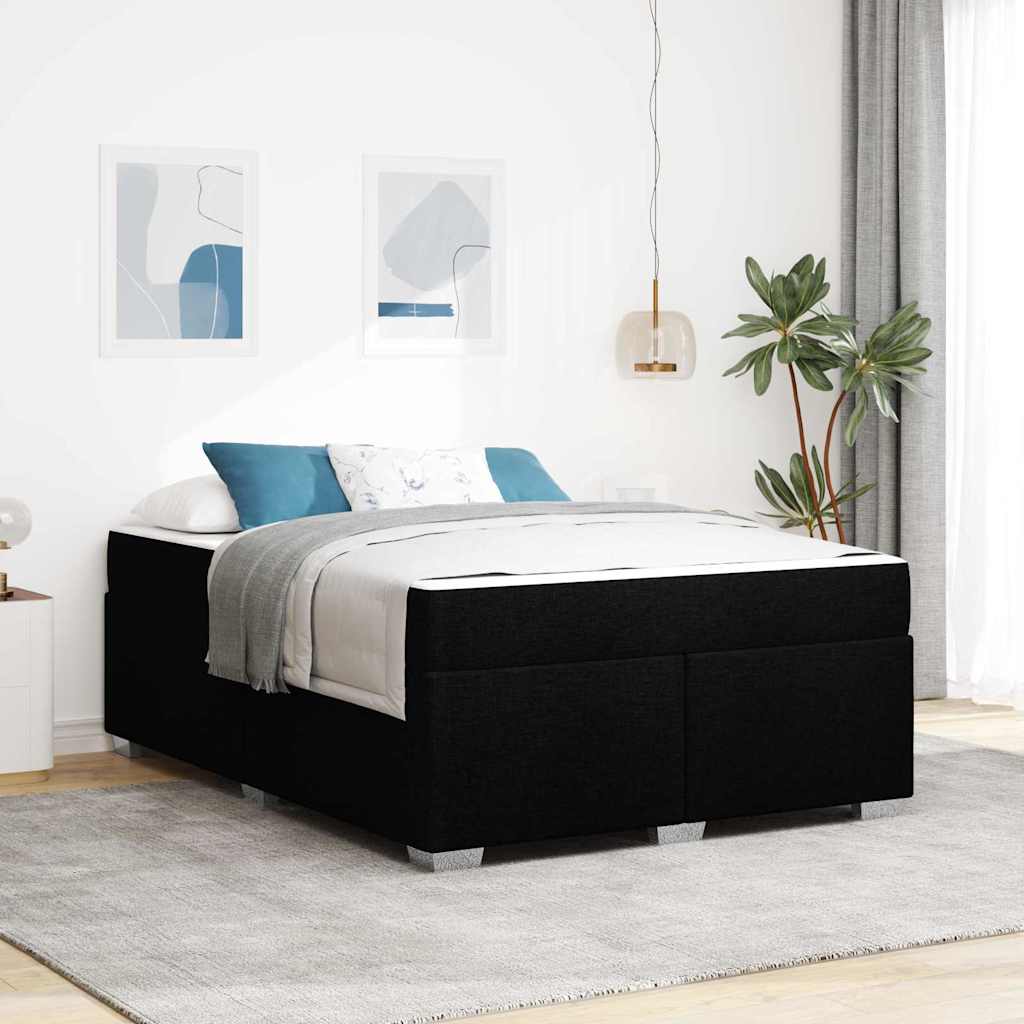 Cadre de lit avec matelas Noir 140 x 200 cm tissu - XIOS