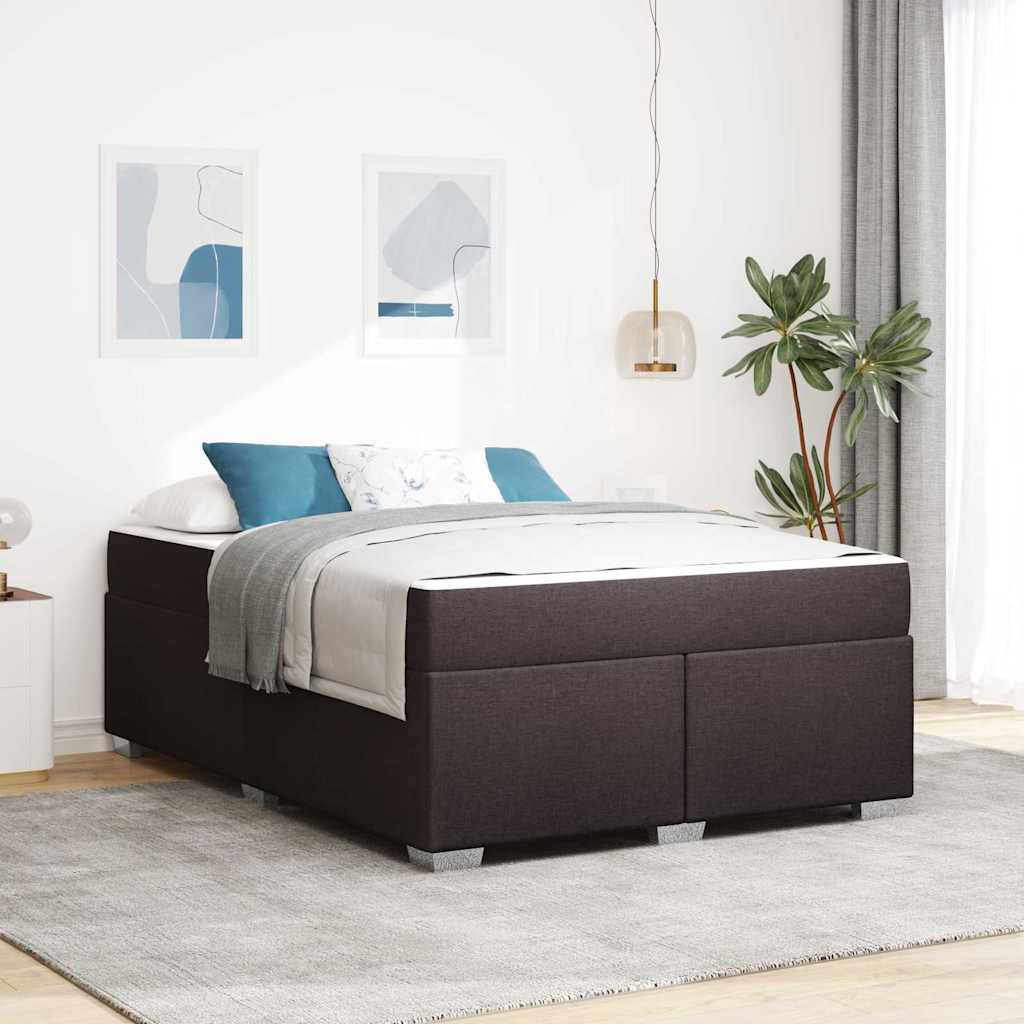 Cadre de lit avec matelas Marron foncé 140 x 200 cm tissu - XIOS