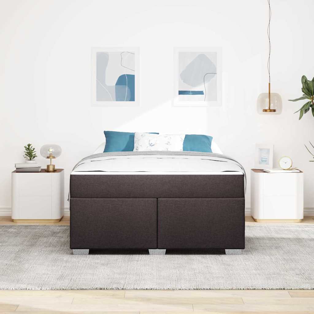Cadre de lit avec matelas Marron foncé 140 x 200 cm tissu - XIOS
