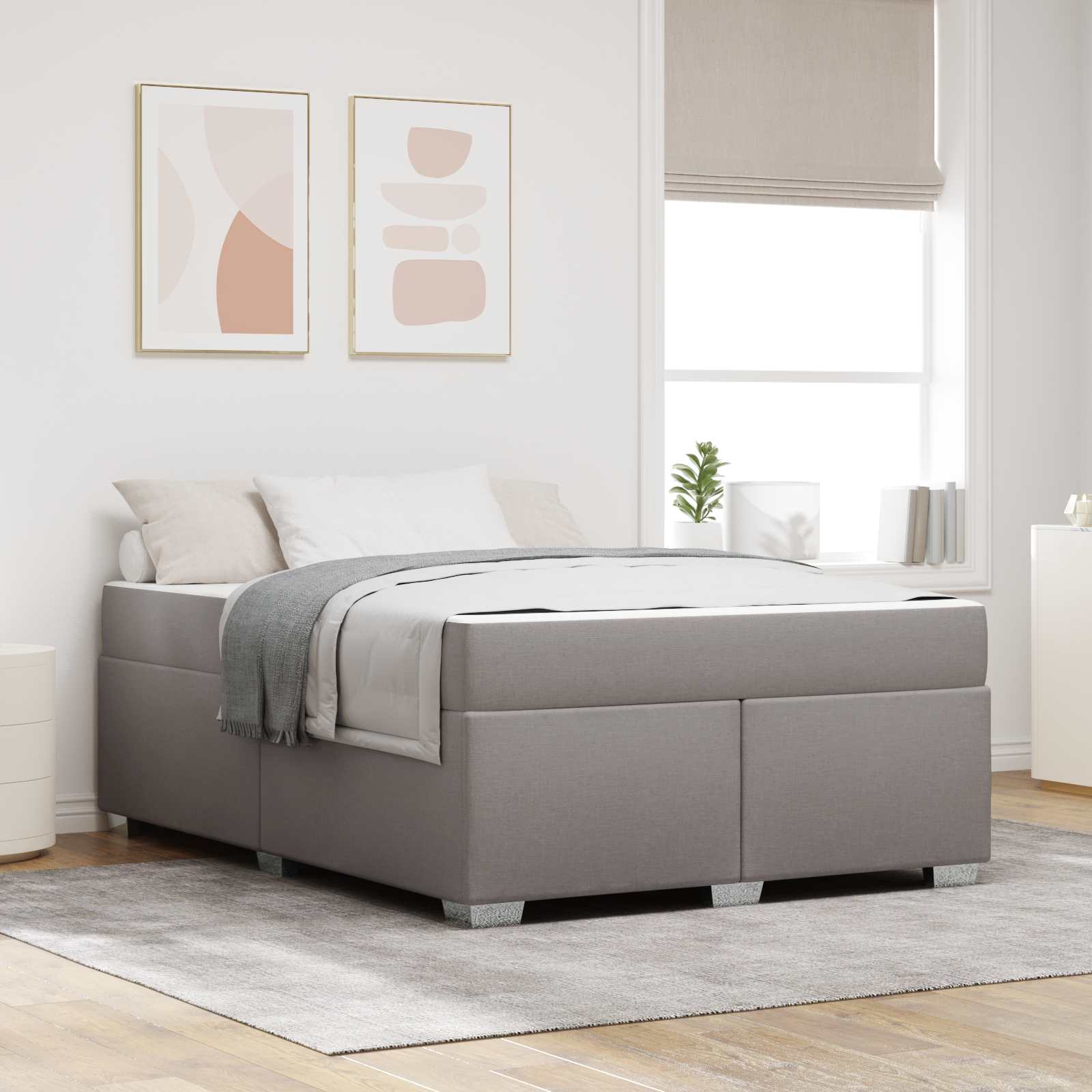 Cadre de lit avec matelas Taupe 140 x 200 cm tissu - XIOS