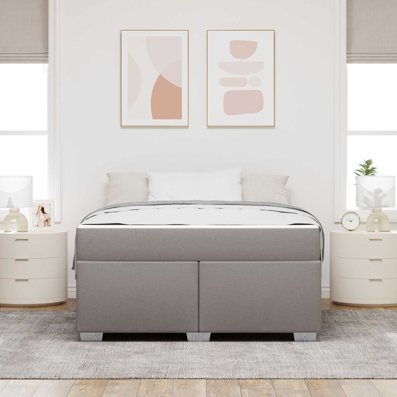 Cadre de lit avec matelas Taupe 140 x 200 cm tissu - XIOS