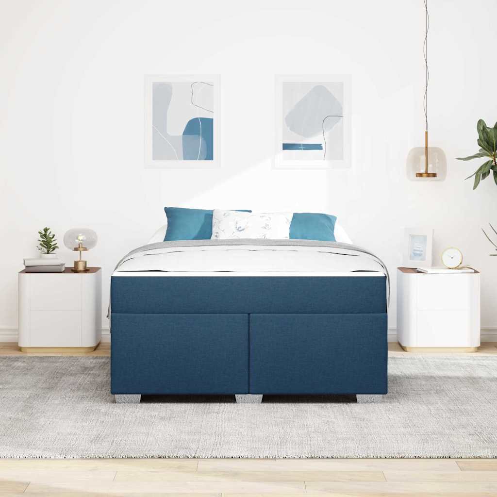 Cadre de lit avec matelas Bleu 140 x 200 cm tissu - XIOS