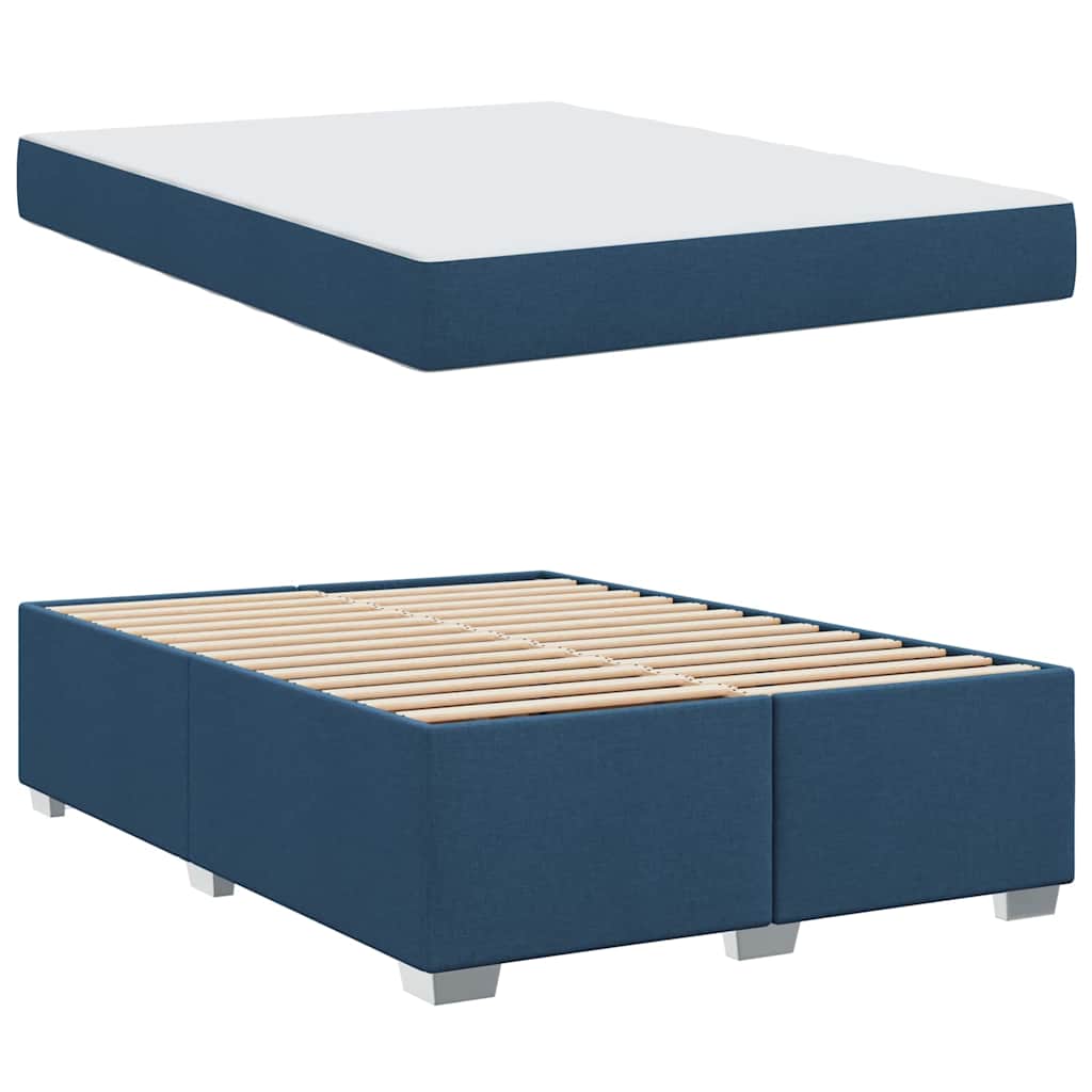 Cadre de lit avec matelas Bleu 140 x 200 cm tissu - XIOS