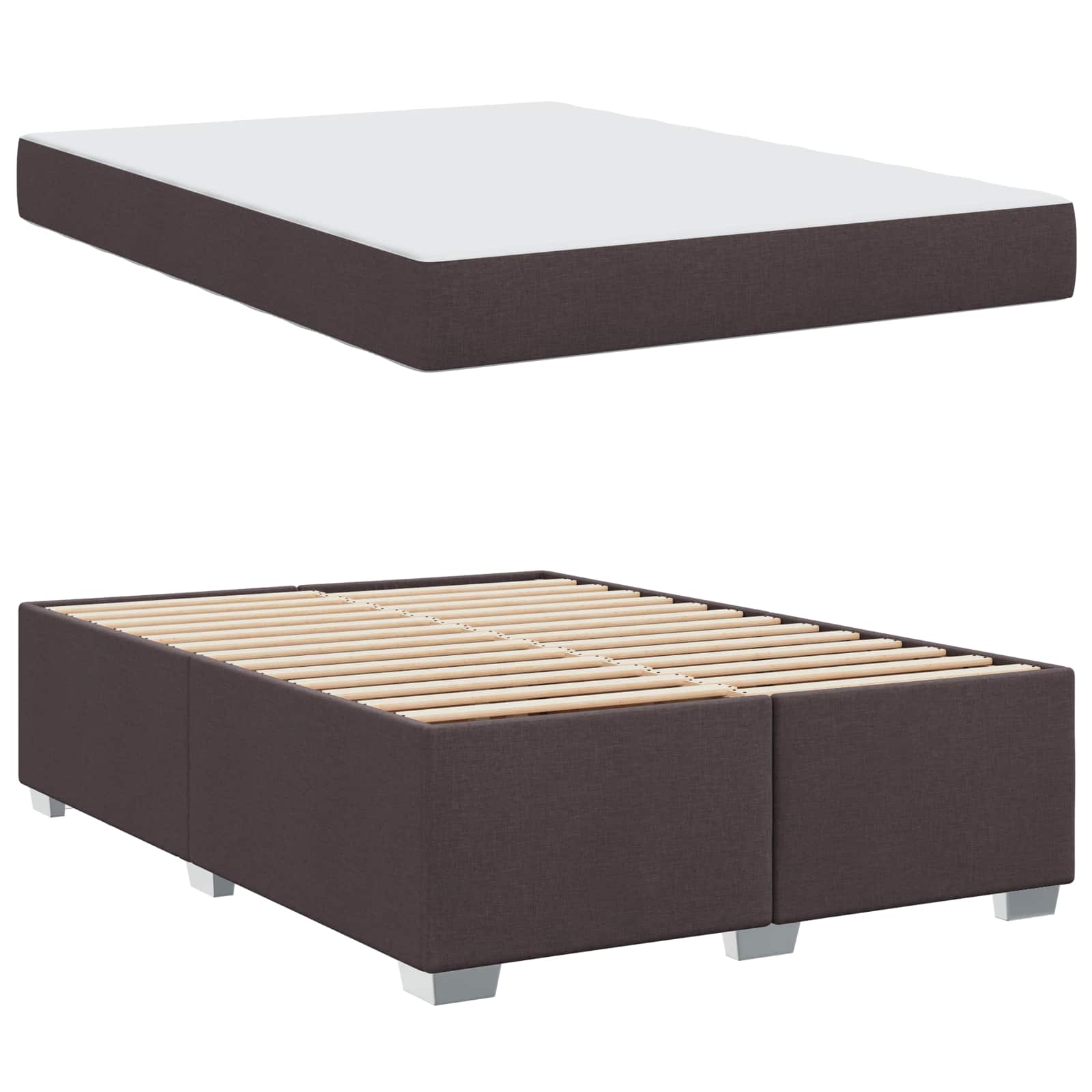 Cadre de lit avec matelas Marron foncé 160 x 200 cm tissu - XIOS