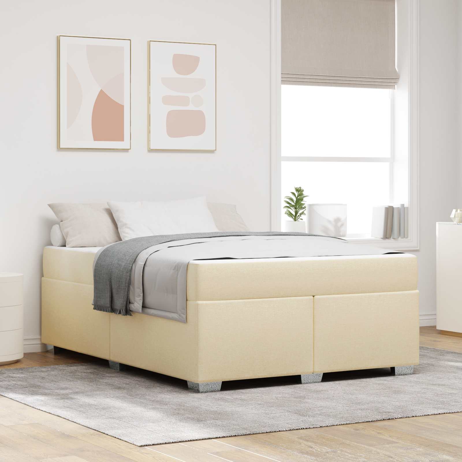 Cadre de lit avec matelas Crème 160 x 200 cm tissu - XIOS