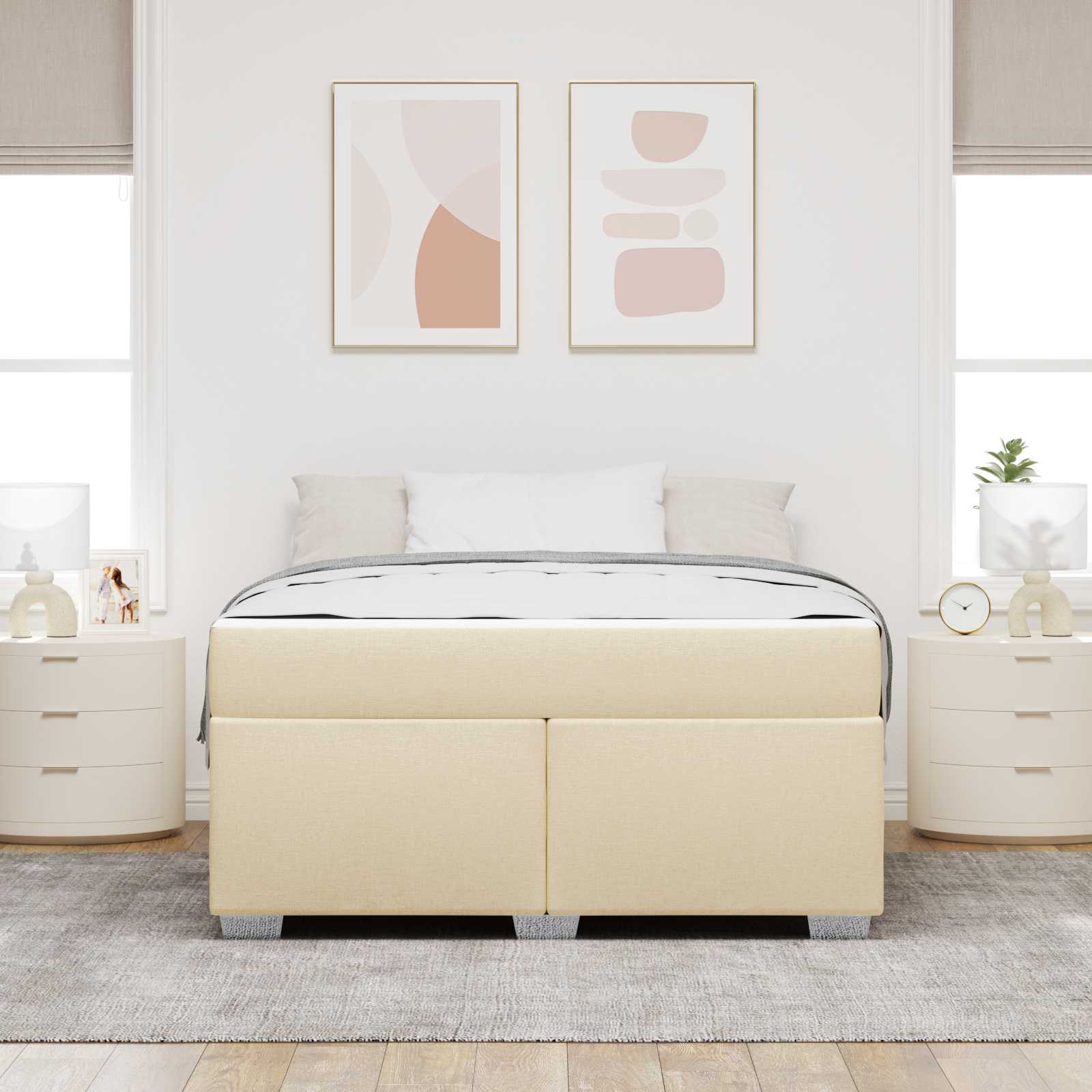 Cadre de lit avec matelas Crème 160 x 200 cm tissu - XIOS