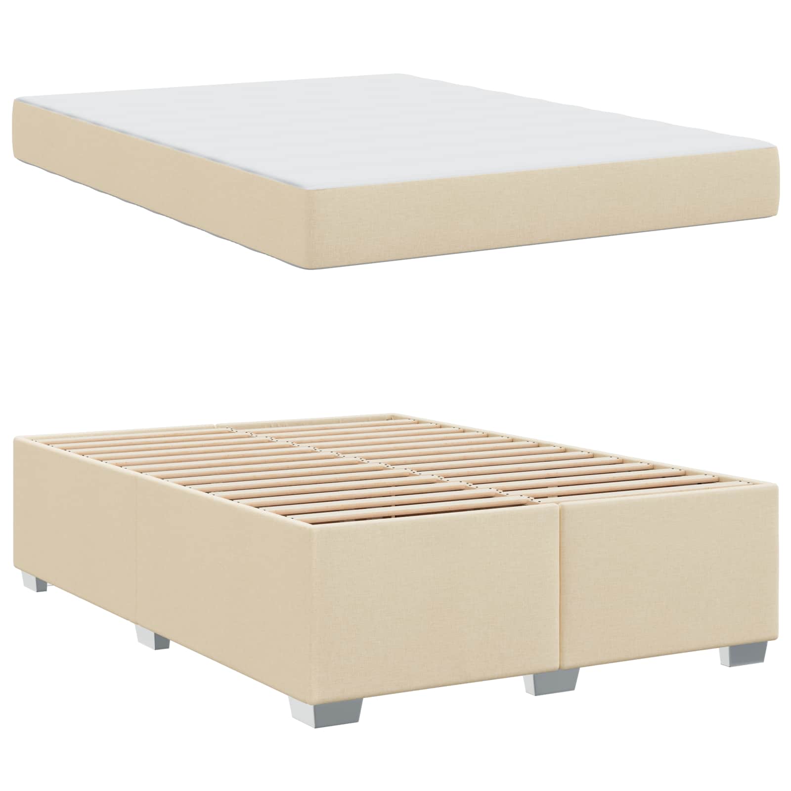 Cadre de lit avec matelas Crème 160 x 200 cm tissu - XIOS