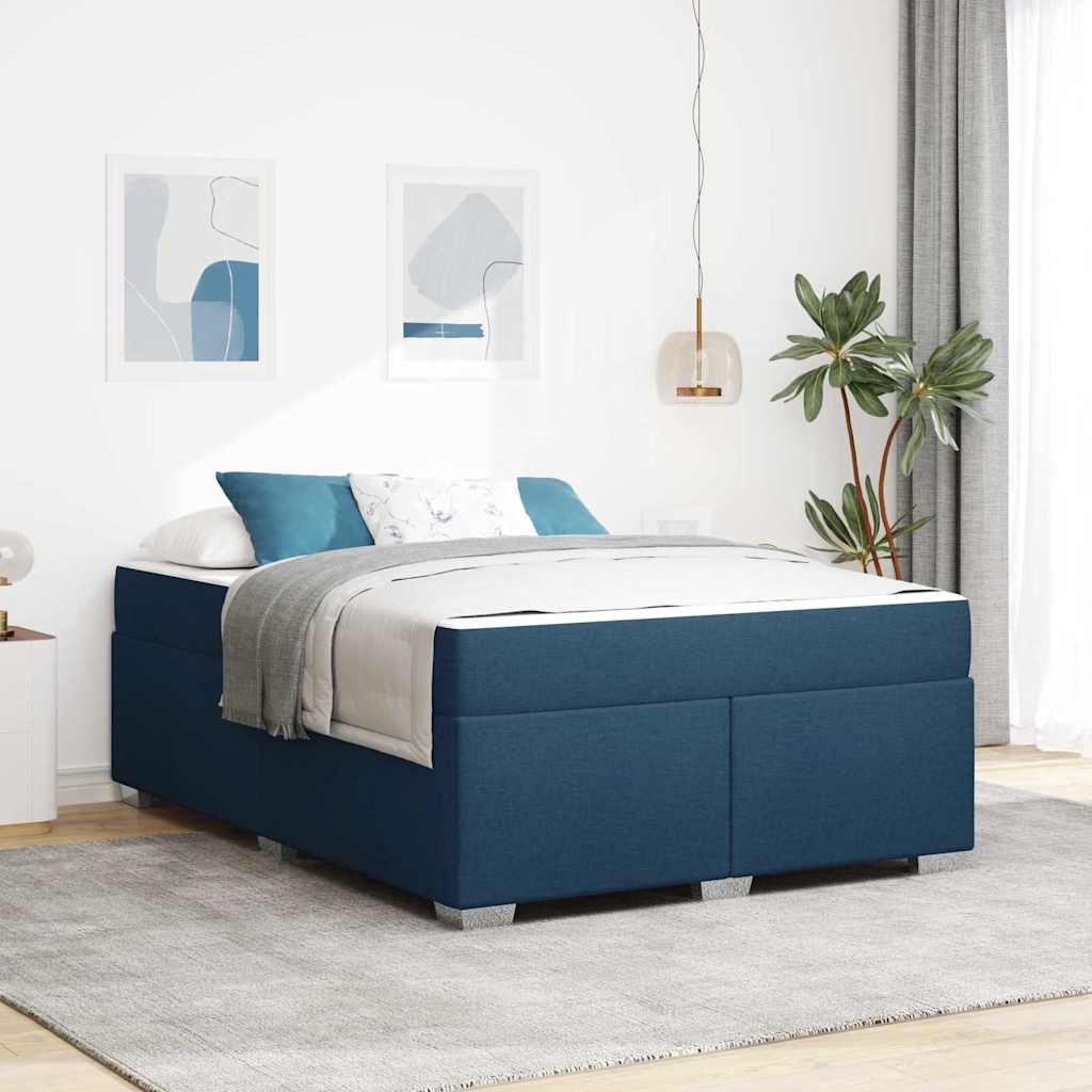Cadre de lit avec matelas Bleu 160 x 200 cm tissu - XIOS