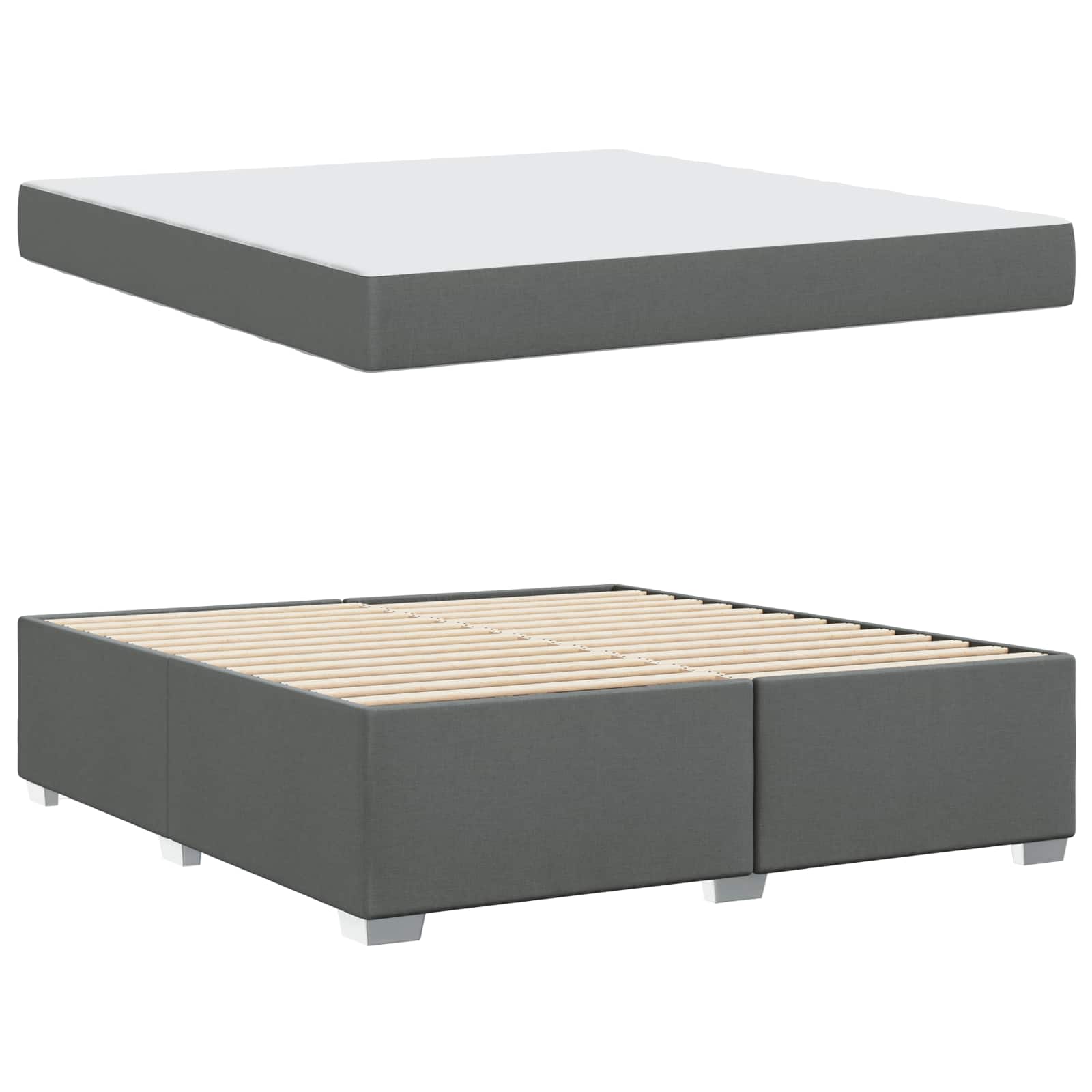 Cadre de lit avec matelas Gris foncé 180 x 200 cm tissu - XIOS
