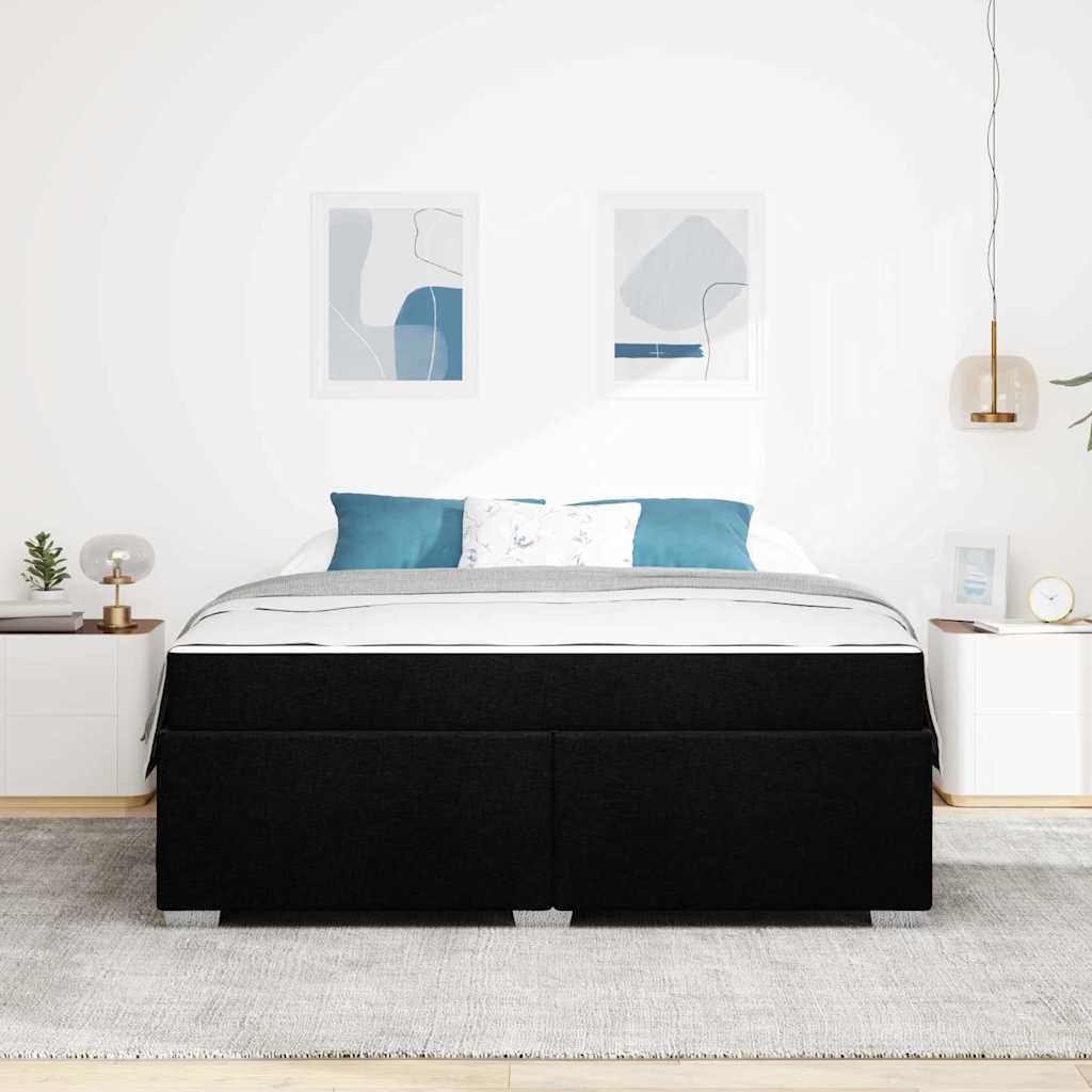 Cadre de lit avec matelas Noir 180 x 200 cm tissu - XIOS