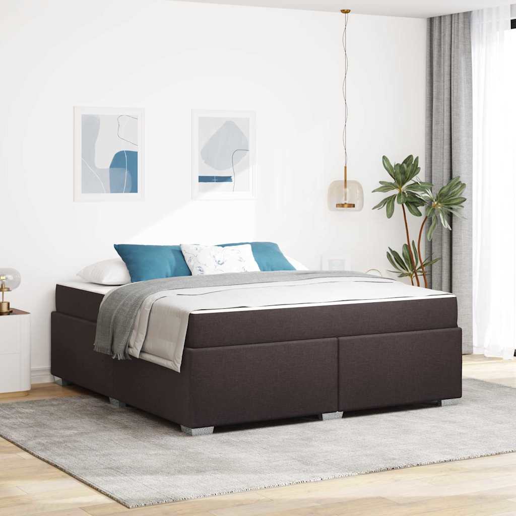 Cadre de lit avec matelas Marron foncé 180 x 200 cm tissu - XIOS