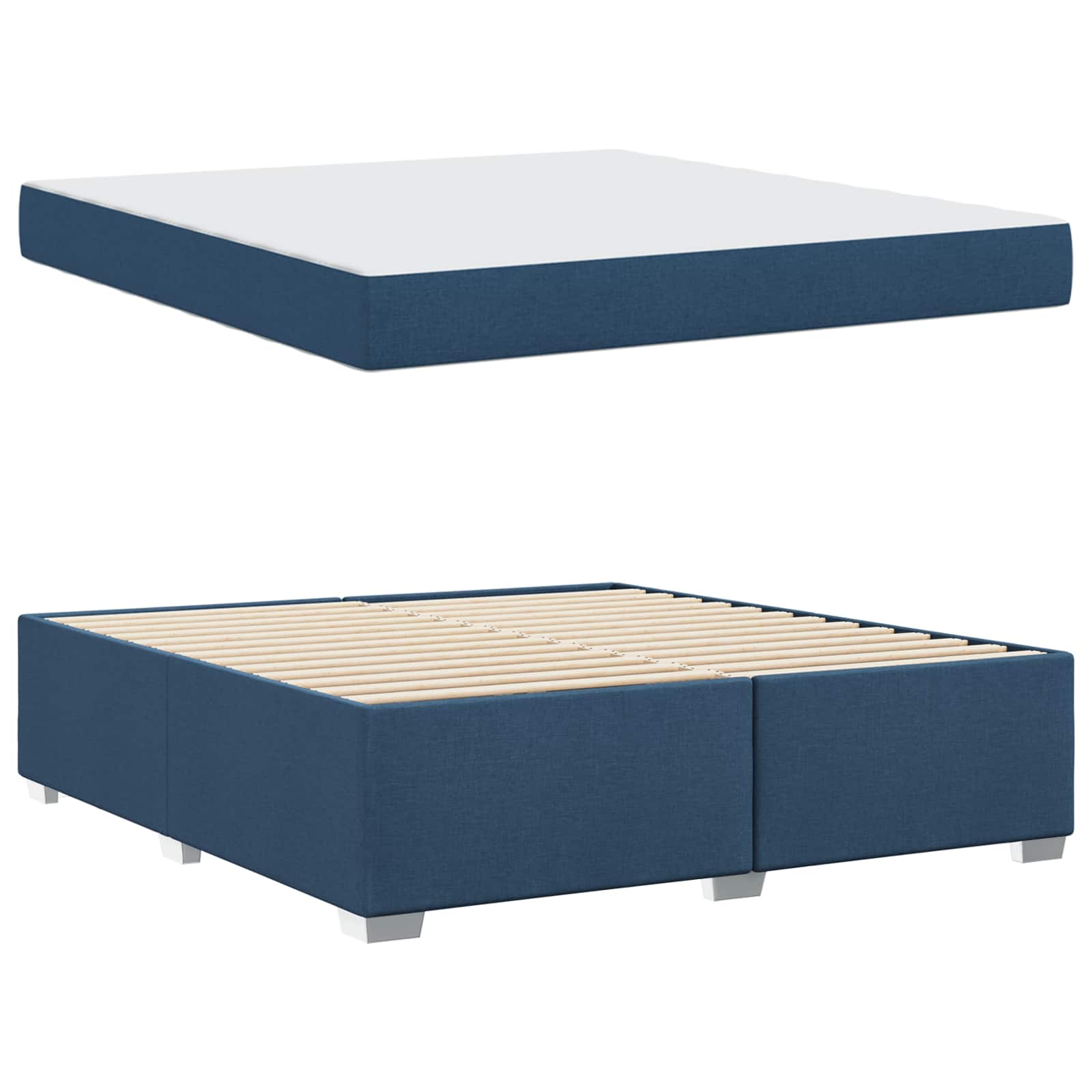 Cadre de lit avec matelas Bleu 180 x 200 cm tissu - XIOS