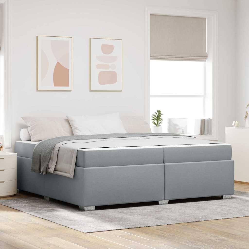 Cadre de lit avec matelas Gris clair 200 x 200 cm tissu