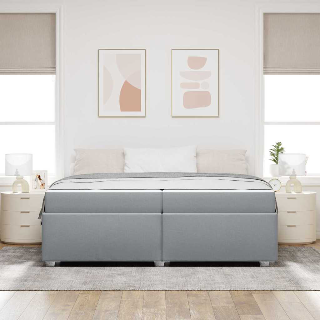 Cadre de lit avec matelas Gris clair 200 x 200 cm tissu