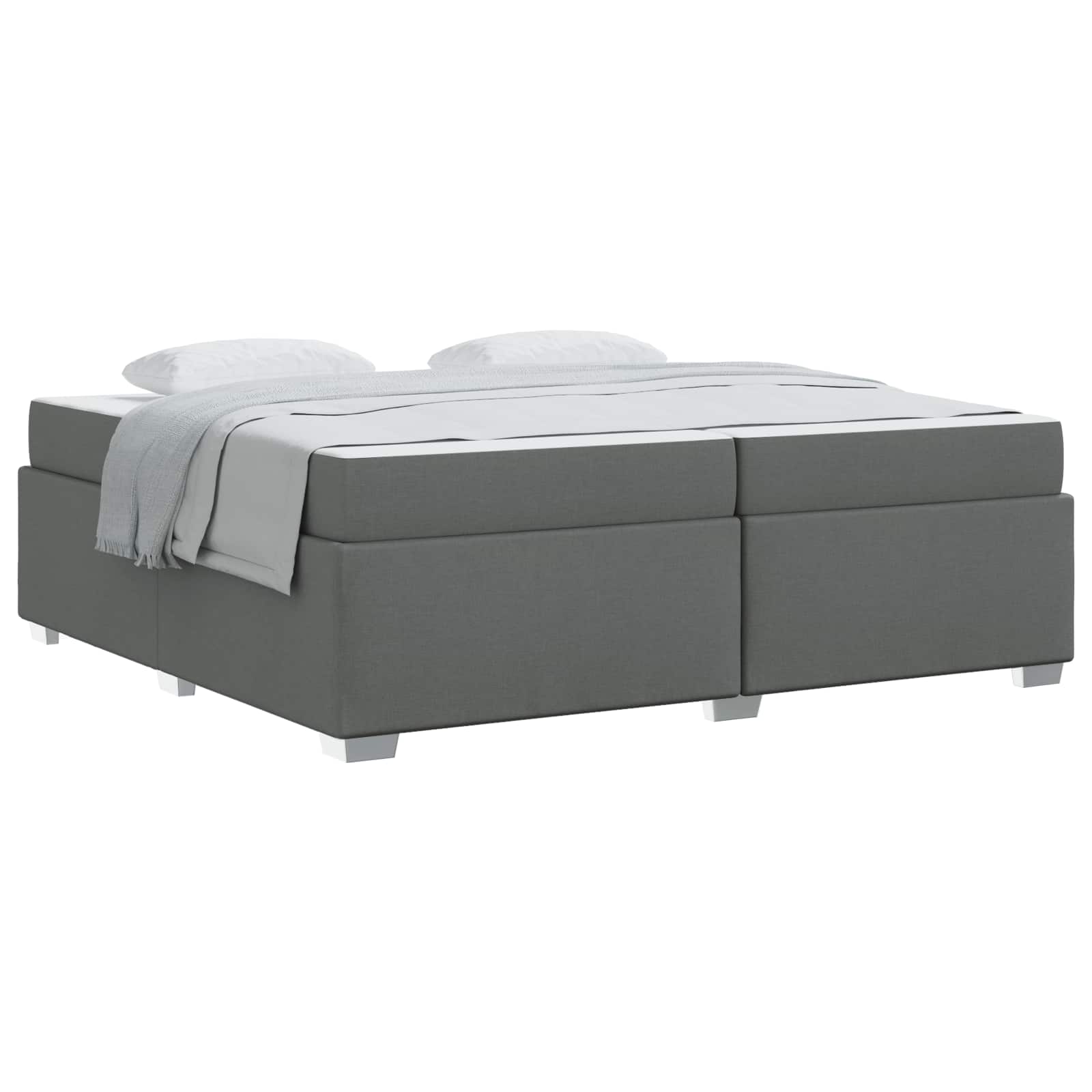 Cadre de lit avec matelas Gris foncé 200 x 200 cm tissu - XIOS