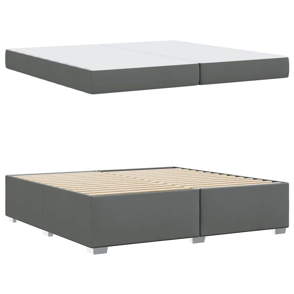 Cadre de lit avec matelas Gris foncé 200 x 200 cm tissu - XIOS
