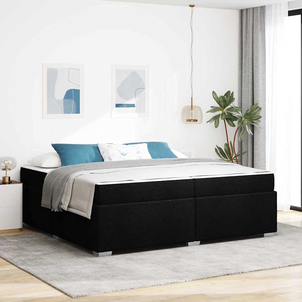 Cadre de lit avec matelas Noir 200 x 200 cm tissu - XIOS