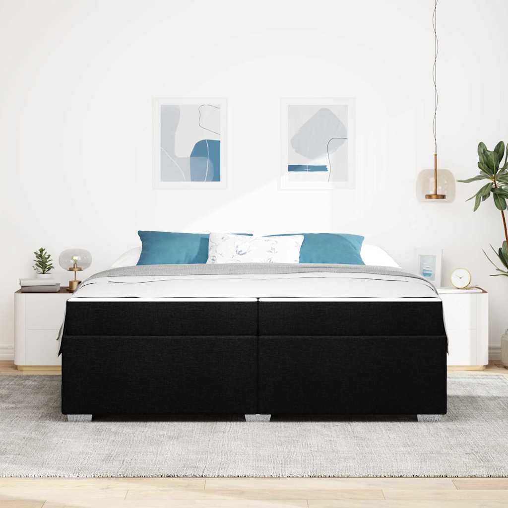 Cadre de lit avec matelas Noir 200 x 200 cm tissu - XIOS