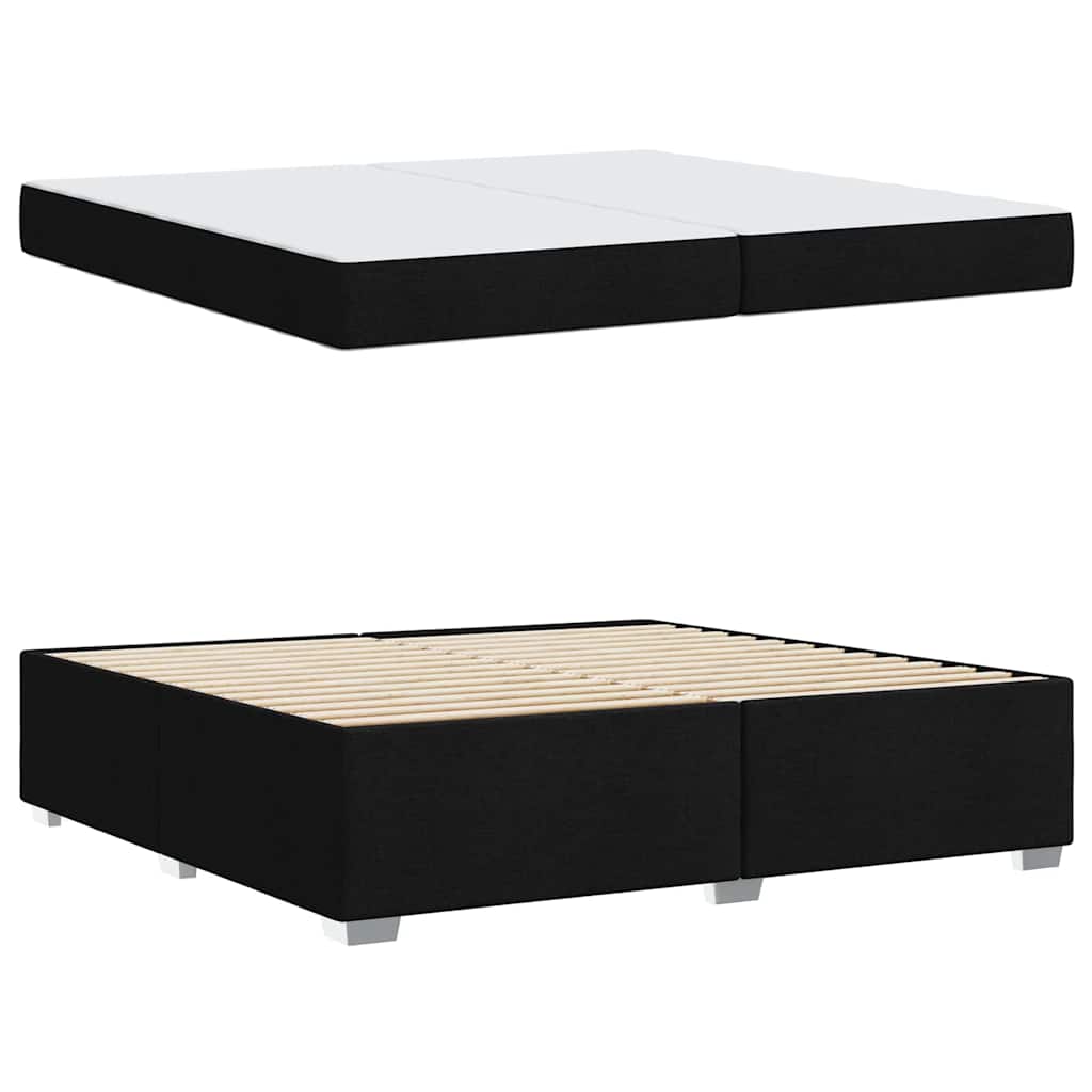 Cadre de lit avec matelas Noir 200 x 200 cm tissu - XIOS