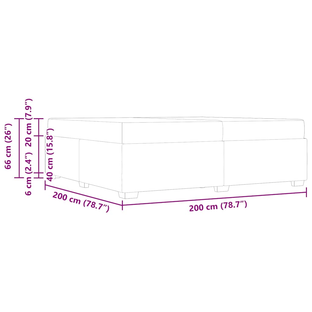 Cadre de lit avec matelas Marron foncé 200 x 200 cm tissu - XIOS