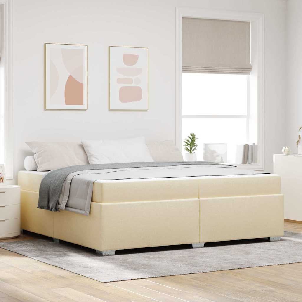 Cadre de lit avec matelas Crème 200 x 200 cm tissu - XIOS
