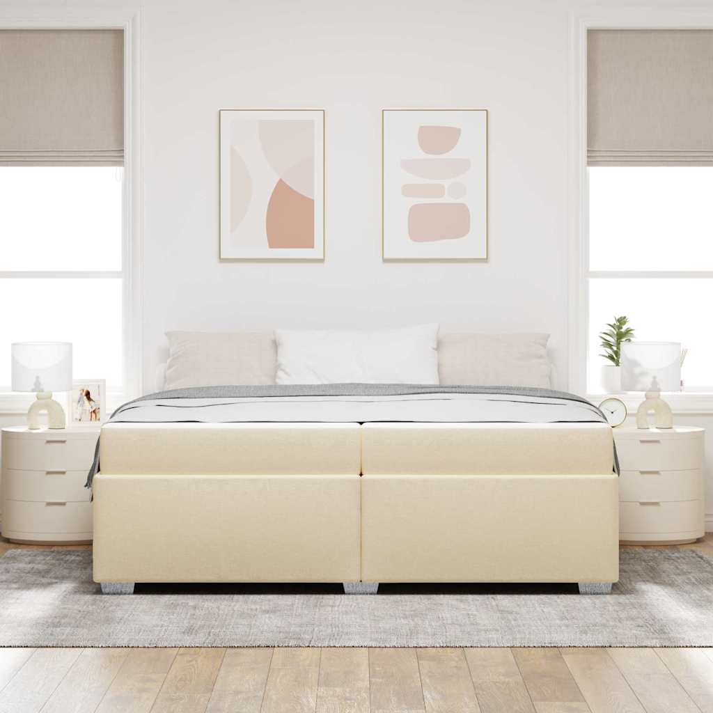 Cadre de lit avec matelas Crème 200 x 200 cm tissu - XIOS
