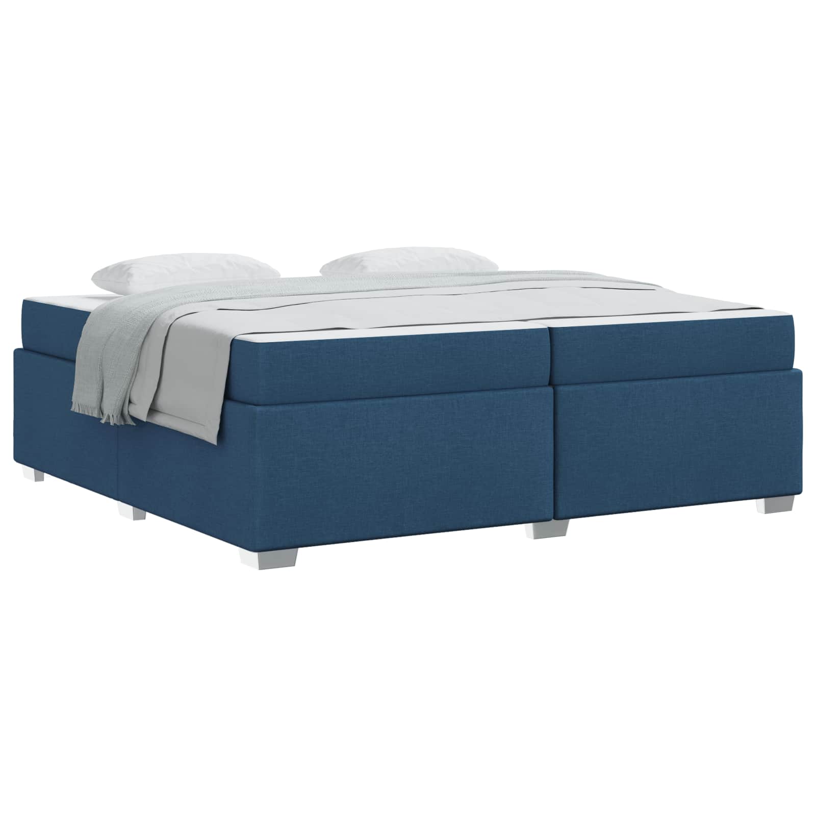 Cadre de lit avec matelas Bleu 200 x 200 cm tissu - XIOS