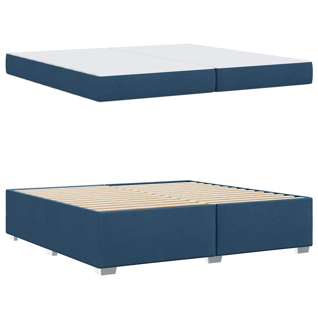 Cadre de lit avec matelas Bleu 200 x 200 cm tissu - XIOS