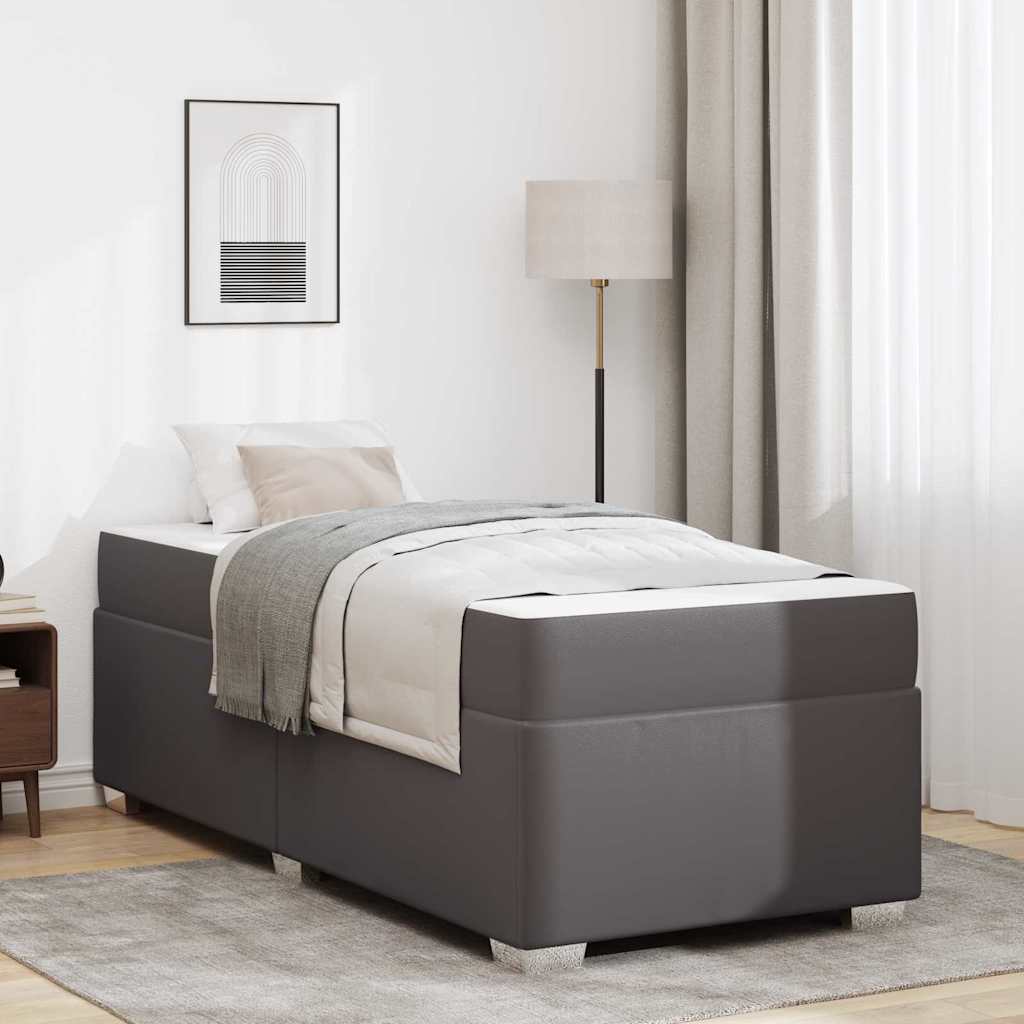 Cadre de lit avec matelas Gris 90 x 190 cm tissu - XIOS