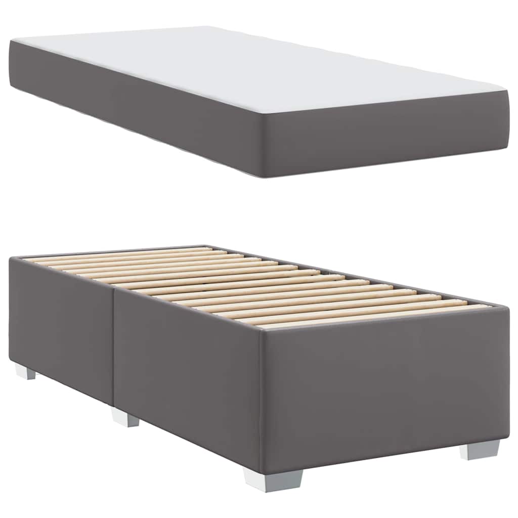 Cadre de lit avec matelas Gris 90 x 190 cm tissu - XIOS