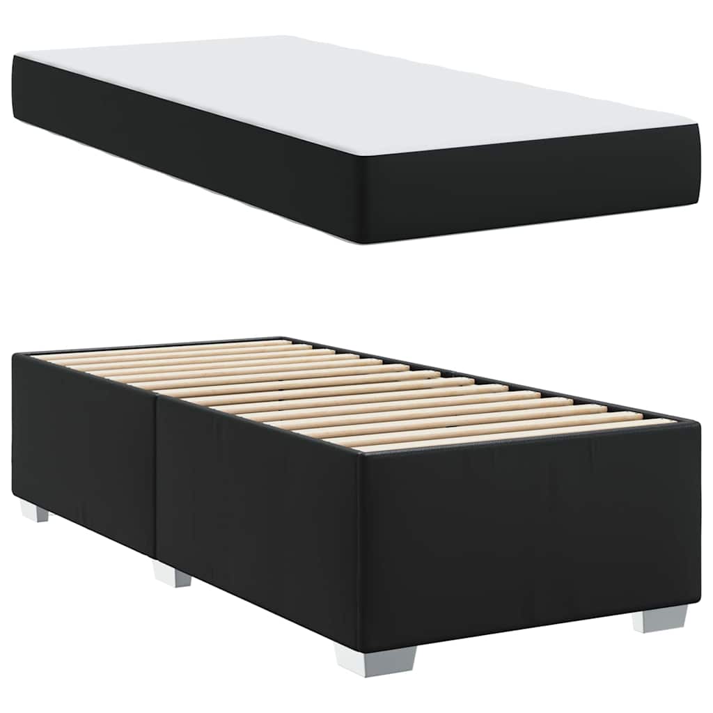 Cadre de lit avec matelas Noir 90 x 200 cm tissu - XIOS