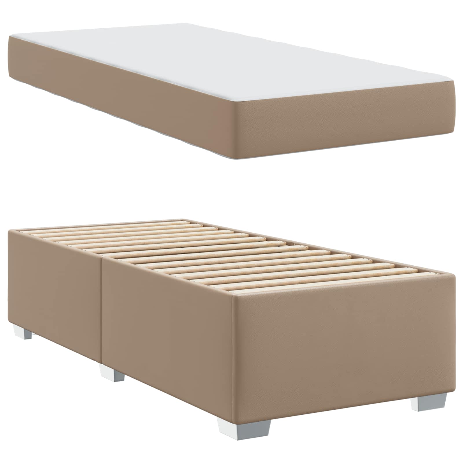 Cadre de lit avec matelas Cappuccino 90 x 200 cm tissu - XIOS