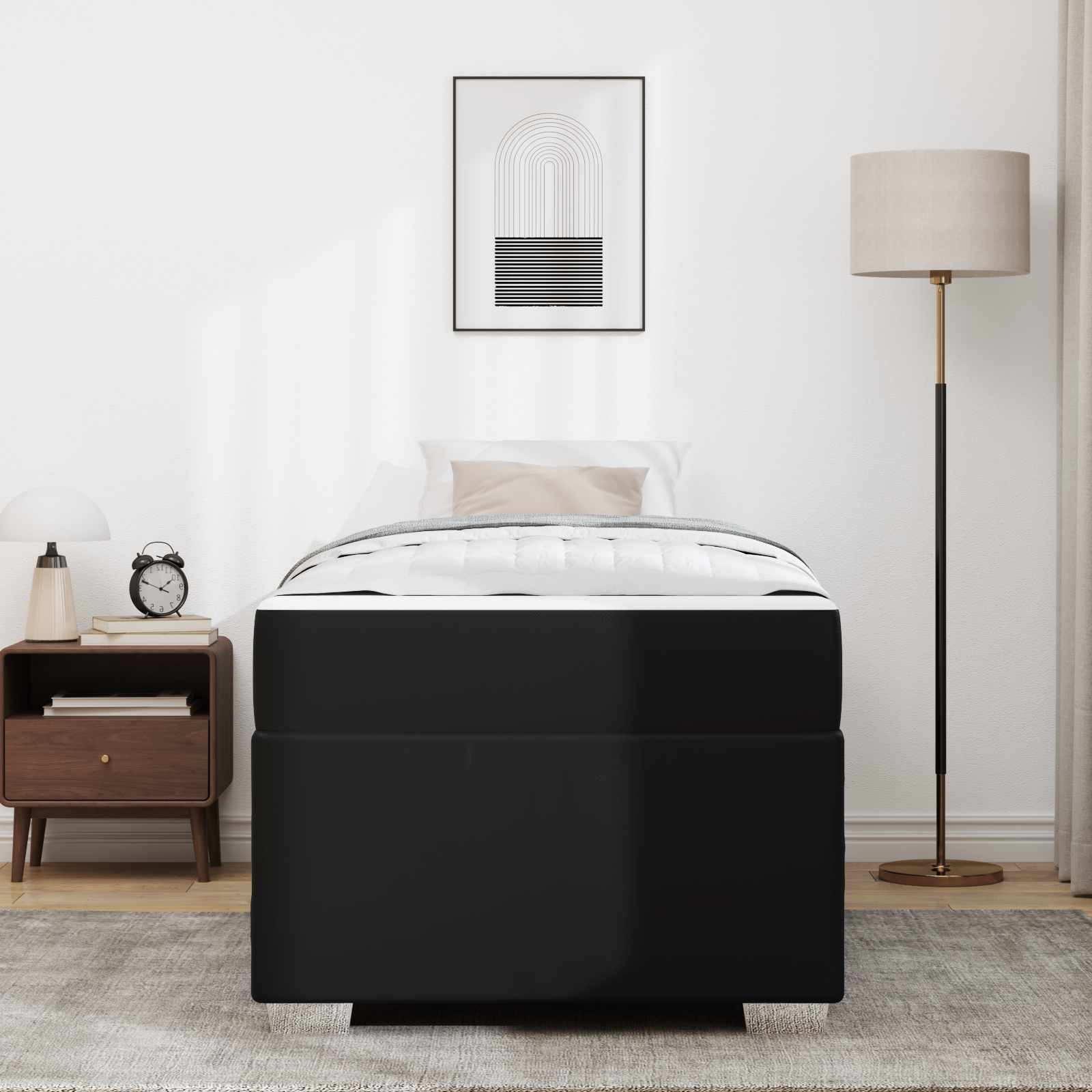 Cadre de lit avec matelas Noir 100 x 200 cm tissu - XIOS