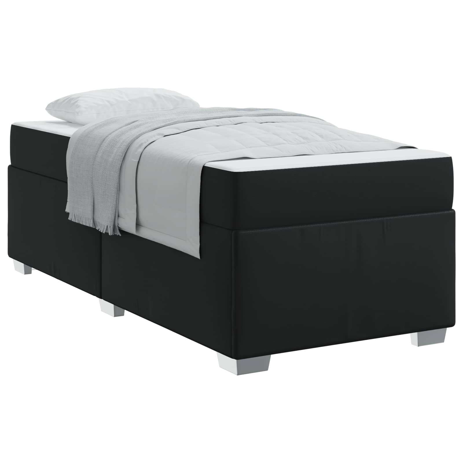 Cadre de lit avec matelas Noir 100 x 200 cm tissu - XIOS